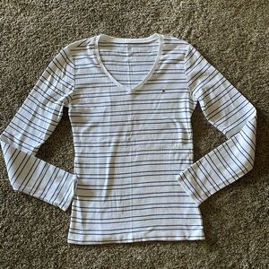 Women’s Tommy Hilfiger Striped V-Neck Long Sleeve Top